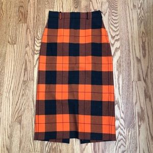 ZARA orange plaid pencil skirt